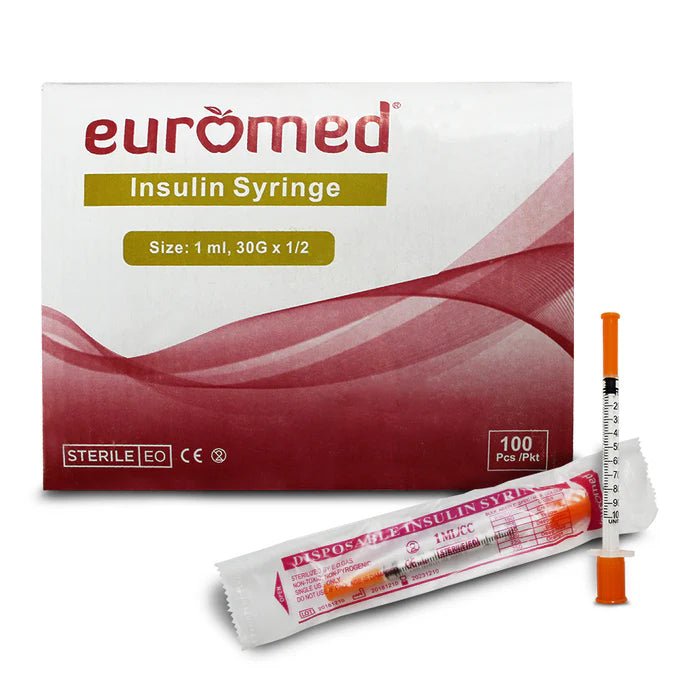 Euromed Insulin Syringe 1ml – 31G x 6mm (Pack of 10)